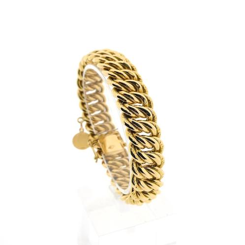 18 Krt. Gouden Franse gourmet schakel armband | 19,5 cm, Sieraden, Tassen en Uiterlijk, Armbanden, Overige kleuren, Gebruikt, Goud
