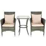 LIVSK Rieten Patio Meubelset - 2 Fauteuils en Tafel met Kuss, Tuin en Terras, Tuinsets en Loungesets, Verzenden, Nieuw