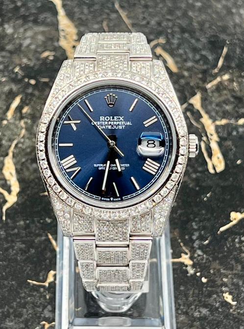 Rolex Datejust 41 - Blue Roman - New - Iced Out - Diamonds, Sieraden, Tassen en Uiterlijk, Horloges | Heren