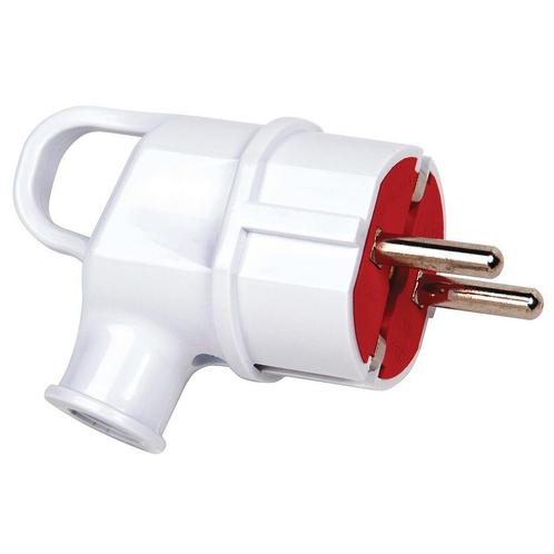 Schuko Stekker - Velis - Haaks - Handvat - Randaarde - Wit, Doe-het-zelf en Verbouw, Elektra en Kabels, Nieuw, Ophalen of Verzenden