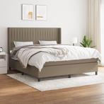 vidaXL Boxspring met matras stof taupe 160x200 cm, Verzenden, 200 cm, Stof, 160 cm