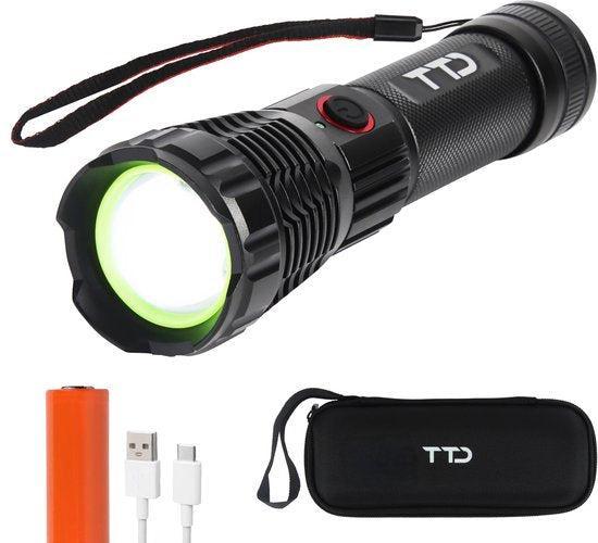 2dekans | TTD® Militaire Zaklamp LED Oplaadbaar - LEP, Huis en Inrichting, Lampen | Losse lampen, Zo goed als nieuw, Ophalen of Verzenden