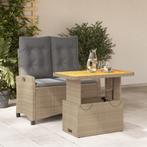 vidaXL 2-delige Tuinset met kussens poly rattan beige, 2 zitplaatsen, Nieuw, Tuinset, Verzenden
