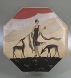 Octagon doos met dame & hertjes, Albessard Paris (Maison, Antiek en Kunst