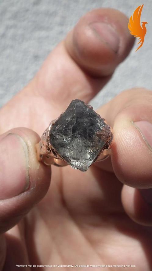 Electroformed koperen Herkimer diamant ring, Verzamelen, Mineralen en Fossielen, Mineraal, Verzenden