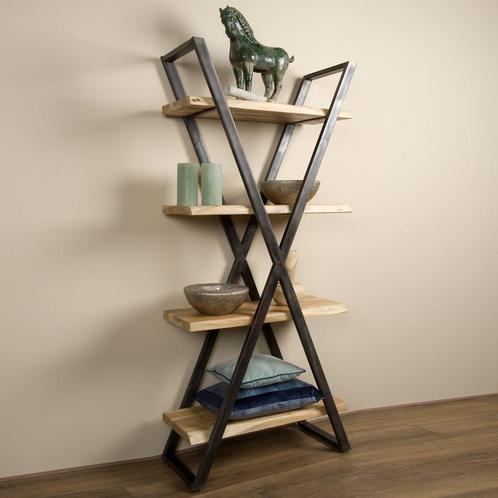 *WOONWINKEL* Tower Living Xabia Boomstam Stellingkast Acacia, Huis en Inrichting, Kasten | Boekenkasten, Nieuw, Verzenden