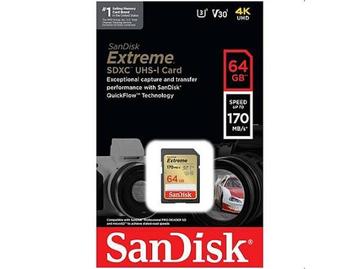 Veiling - SanDisk SDXC Extreme 64GB 170/80 mb/s - V30 beschikbaar voor biedingen