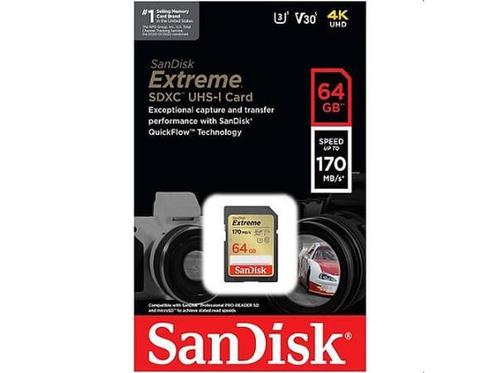 Veiling - SanDisk SDXC Extreme 64GB 170/80 mb/s - V30, Audio, Tv en Foto, Fotografie | Geheugenkaarten