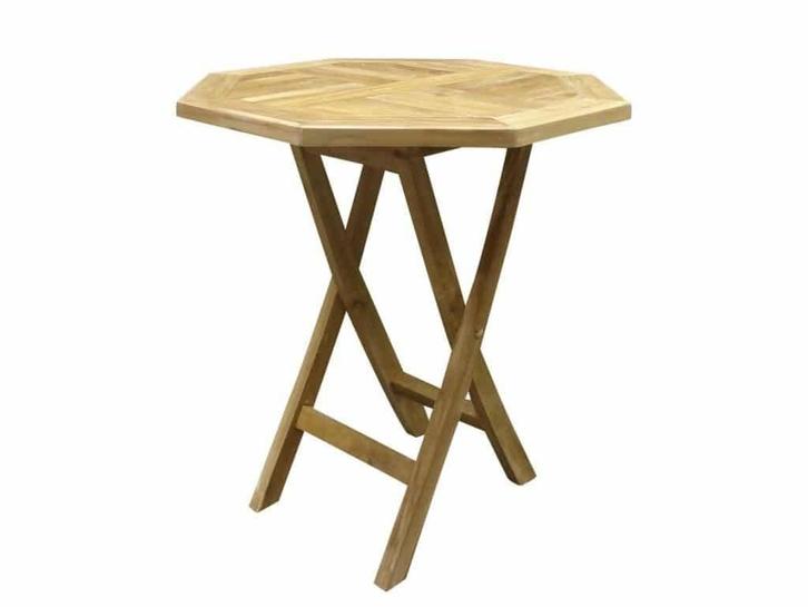 Klaptafel 70 cm achtkantig teak, Tuin en Terras, Tuintafels, Nieuw, Teakhout, Ophalen of Verzenden