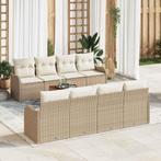 vidaXL Tuin Sofa Set 9 pcs Beige, wit, Verzenden, Nieuw, Rotan