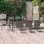 vidaXL 9-delige Tuinset met kussens poly rattan zwart en, Nieuw, 8 zitplaatsen, Tuinset, Verzenden