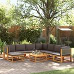 vidaXL 9-delige Loungeset met kussens massief acaciahout, Verzenden, Nieuw, Hardhout, Loungeset