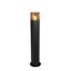 Staande buitenlamp zwart met smoke kap zeshoek 70 cm -, Tuin en Terras, Buitenverlichting, Nieuw, Minder dan 50 watt