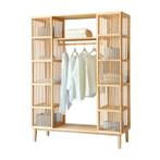 [en.casa] Kledingkast Hudiksvall bamboe 185x140x45 cm open k, Huis en Inrichting, Kasten | Kledingkasten, Verzenden, Nieuw