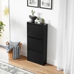 Schoenenkast Sokndal 3 kleppen zwart 104x50x15 cm [en.casa], Verzenden, Nieuw