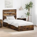 vidaXL Opslag bed met lade Gerookt eiken 100 x 200 cm, Verzenden, Nieuw, Bruin, Hout