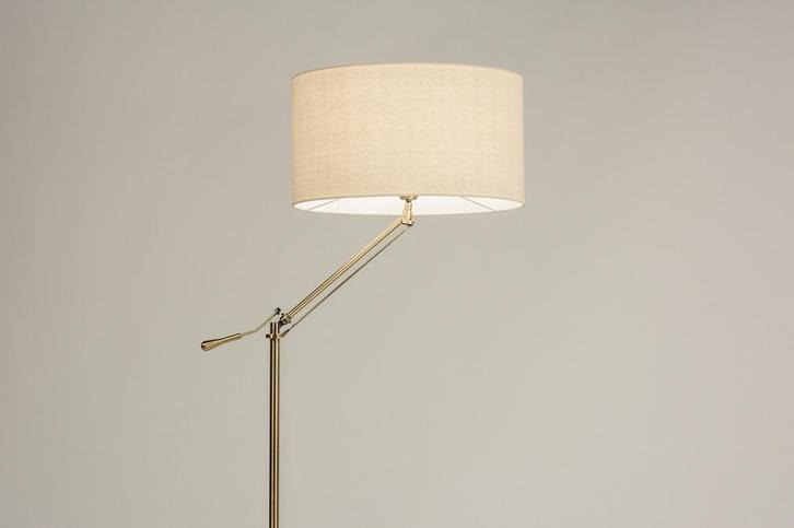 Rietveld Vloerlampen - Messing , Beige - Stof, Metaal, Huis en Inrichting, Lampen | Vloerlampen, Verzenden