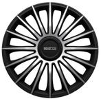 4-Delige Sparco Wieldoppen  Treviso 16-inch zwart/zilver, Auto diversen, Wieldoppen, Verzenden, Nieuw