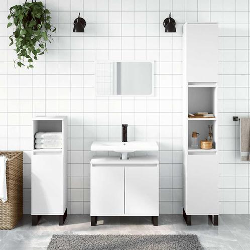 vidaXL Badkamerkast 58x33x60 cm bewerkt hout wit, Huis en Inrichting, Badkamer | Badkamermeubels, Nieuw, Verzenden