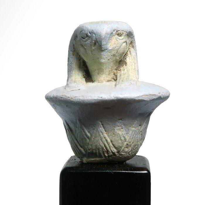 Oud-Egyptisch Faience Falkenkop afwerking van een papyrus, Antiek en Kunst, Antiek | Overige Antiek