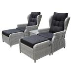 Toscane XL lounge balkonset verstelbaar 5-delig wit grijs, Tuin en Terras, Ophalen of Verzenden, Nieuw, Wicker