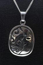 Zilveren Indiaan Zon en maan ovaal hopi style ketting hanger, Sieraden, Tassen en Uiterlijk, Verzenden, Nieuw