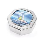 Karl Schroth - Octagonal Silver Box with Daniel Sigal Enamel, Antiek en Kunst, Antiek | Goud en Zilver