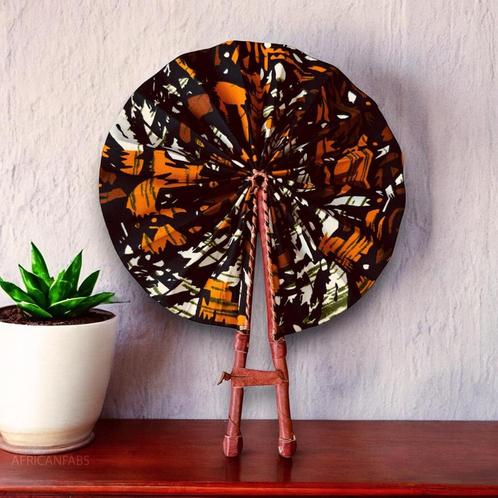 Afrikaanse handwaaier - Ankara print waaier - Kobi - Zwart, Huis en Inrichting, Woonaccessoires | Wanddecoraties, Nieuw, Ophalen of Verzenden