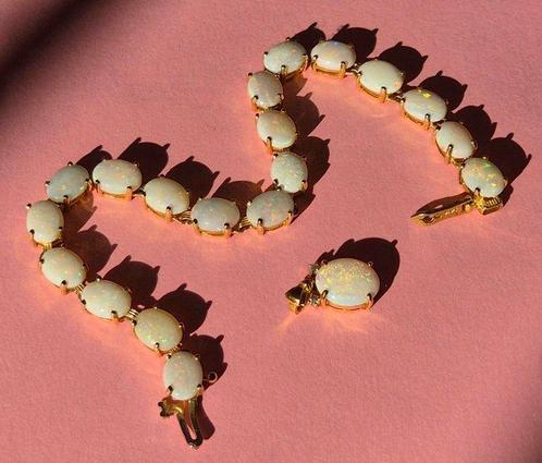2-delige sieradenset - 14 karaat Geel goud Opaal, Sieraden, Tassen en Uiterlijk, Antieke sieraden