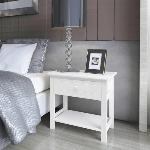 vidaXL Nachtkastje hout wit, Huis en Inrichting, Slaapkamer | Nachtkastjes, Nieuw, Minder dan 45 cm, Hout, Verzenden