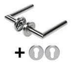 D4E DEURKRUK OP ROZET (INC PC) RVS304 L-90GR DESIGN, Verzenden, Nieuw