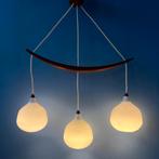 Teak Wood Opaline Glass Chandelier 512 by Uno & Östen Kristi, Huis en Inrichting, Lampen | Hanglampen, Ophalen of Verzenden, Nieuw