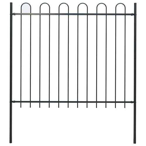 vidaXL Tuinhek met ronde bovenkant 1,8 m staal zwart, Tuin en Terras, Schuttingen, Nieuw, IJzer, 2 meter of meer, Verzenden