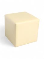 vdm. poef, beige kunstleder, Overige plaatsen, Ophalen of Verzenden, Gebruikt, Stoel