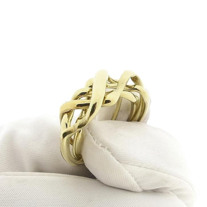 Gouden puzzel ring, Sieraden, Tassen en Uiterlijk, Ringen, Dame, Overige kleuren, 19 tot 20, Gebruikt, Goud, Ophalen of Verzenden