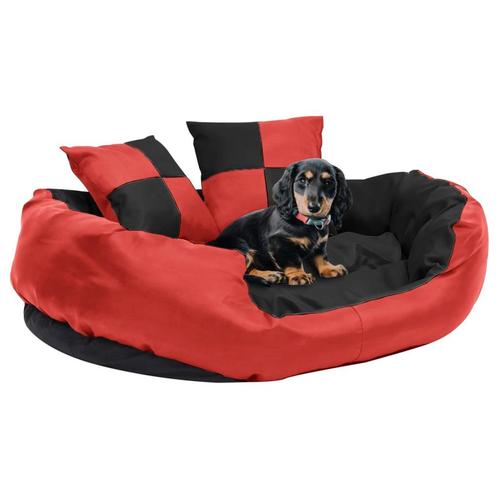 Hondenkussen omkeerbaar en wasbaar 85x70x20 cm rood en zwart, Dieren en Toebehoren, Hondenmanden, Verzenden