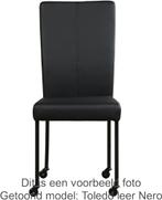 Set van 6 Rode leren moderne eetkamerstoelen - poot vierkant, Huis en Inrichting, Overige kleuren, Nieuw, Leer, Ophalen of Verzenden