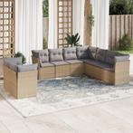 vidaXL 9-delige Loungeset met kussens poly rattan beige, Verzenden, Nieuw, Rotan, Loungeset