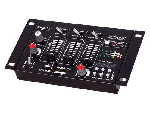 Ibiza Sound DJ21USB-BT 4 Kanaals DJ Mixer Met Bluetooth En, Muziek en Instrumenten, Microfoons, Nieuw, Verzenden