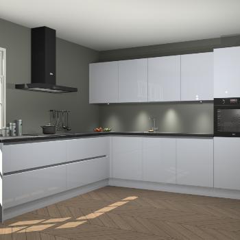 Hoogglans sneeuwwitte greeploze keuken Manhattan 91121, Huis en Inrichting, Keuken | Complete keukens, Verzenden