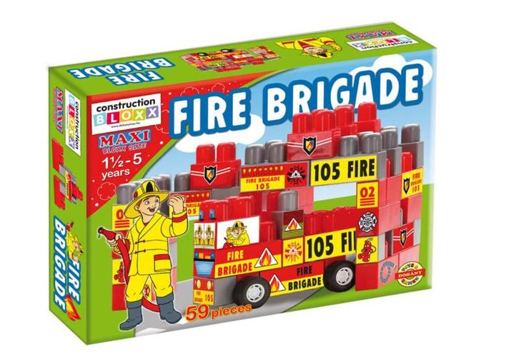 Doos met blokken Brandweer 59 stuks (Dohany Maxi Blokken), Kinderen en Baby's, Speelgoed | Bouwstenen, Nieuw, Ophalen of Verzenden