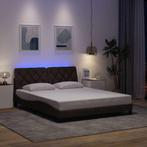 vidaXL Bedframe met LED zonder matras 160x200 cm stof, Bruin, Verzenden, 200 cm, Stof