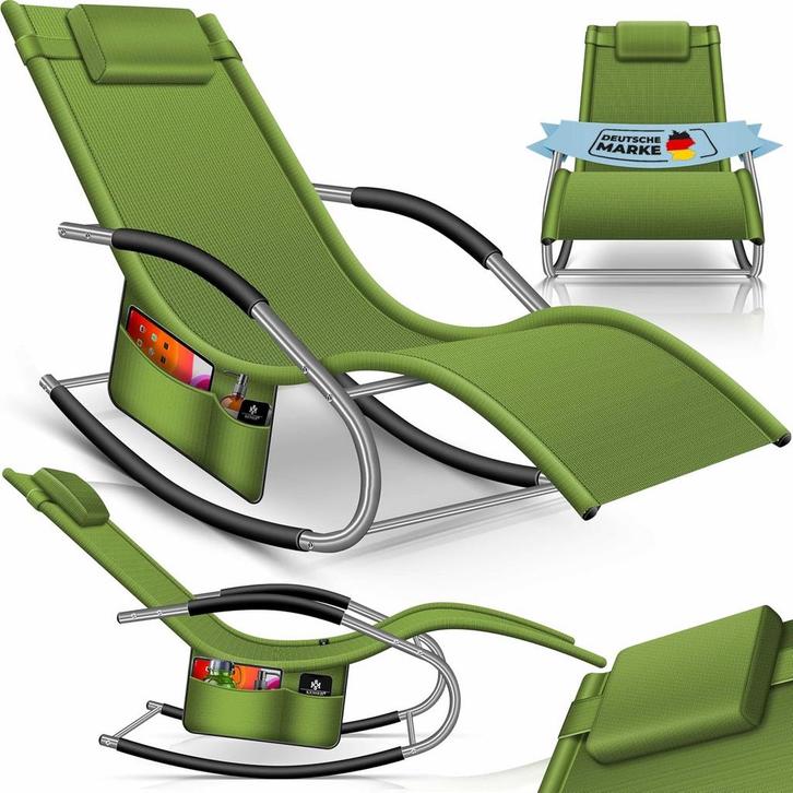 Ligbed - Ligstoel - Zonnebed - Relaxstoel - Khaki - KESSER®, Tuin en Terras, Ligbedden, Zo goed als nieuw, Verzenden