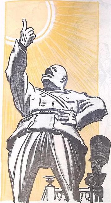 Mussolini eist zijn plaats onder de zon op spotprent beschikbaar voor biedingen