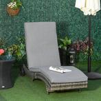 TRUUSK Polyrattan Zonneligstoel Tuinligstoel Met Kussen 5-tr, Verzenden, Nieuw