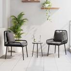 vidaXL Tuin Eetset 3 pcs Zwart en Anthraciet Poly riet en, Tuin en Terras, Tuinsets en Loungesets, Verzenden, Nieuw, Rotan
