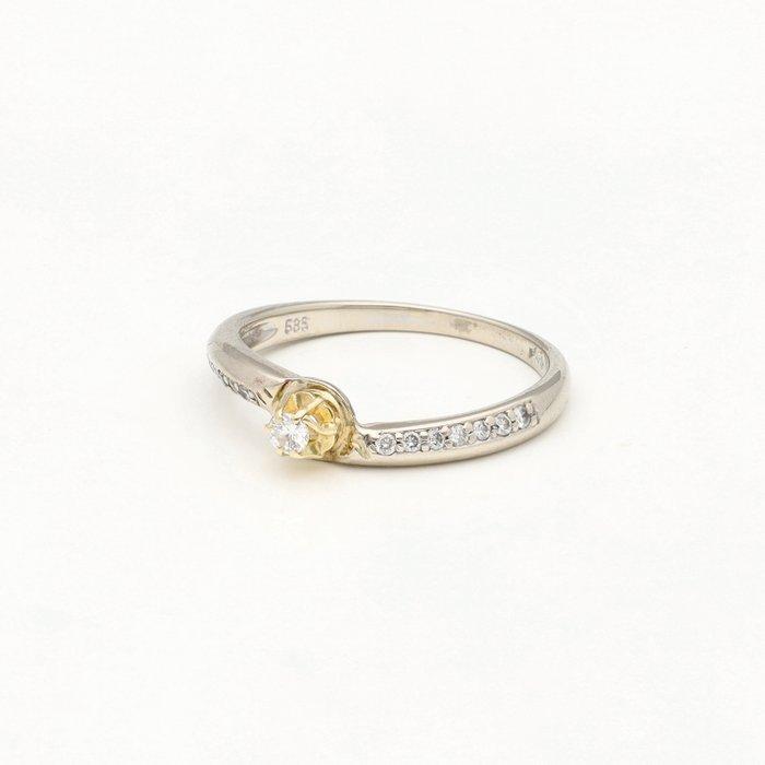 Ring - 14 karaat Witgoud, Geel goud Diamant (Natuurlijk), Sieraden, Tassen en Uiterlijk, Ringen