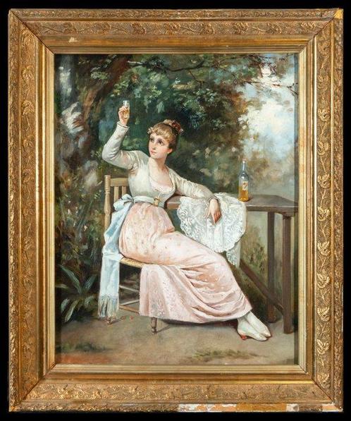 Franse school (XIX) - El brindis, Antiek en Kunst, Kunst | Schilderijen | Klassiek