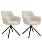 Set van 2 Eetkamerstoelen – Taupe/Zand – Met Armleuning –, Huis en Inrichting, Ophalen of Verzenden, Nieuw
