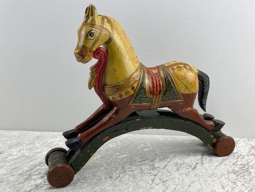 Hobbelpaard - Handgeschilderd Paardje op karretje -, Antiek en Kunst, Curiosa en Brocante